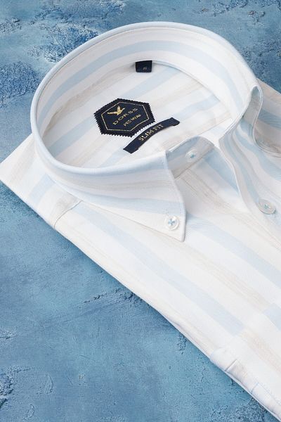 Dorss Slimfit Collar Buttoned 100% Cotton Premium Series Striped Shirt