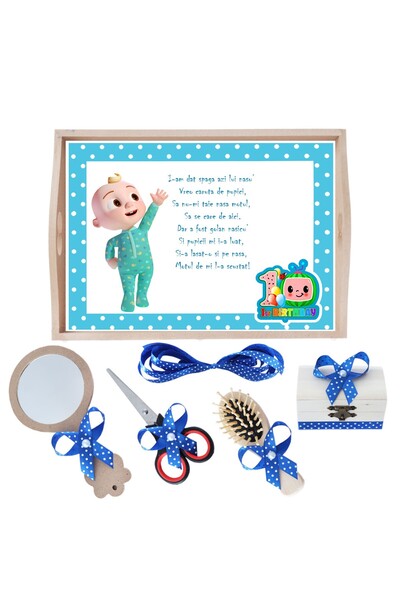 Recostore Tava mot baieti cu Cocomelon, albastru electric, 6 piese, 35x20 cm,...