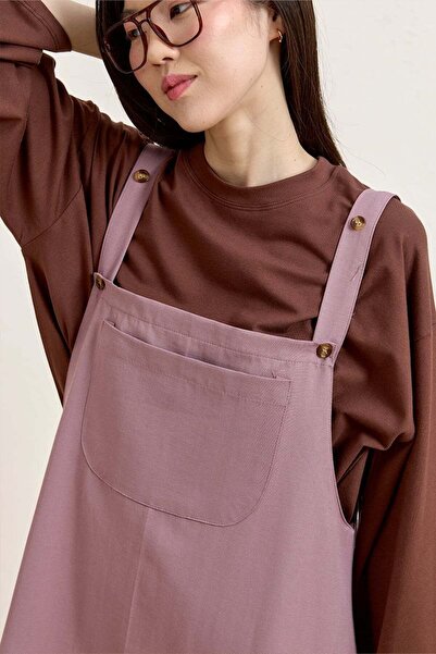 Ceylan Otantik Soft Lila Keten Etekli Salopet