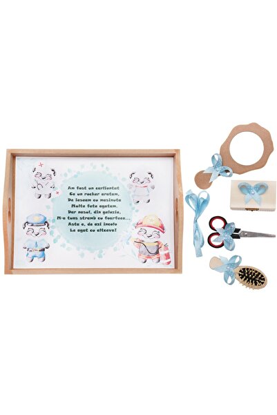 Recostore Tava mot, urs cu meserii, 6 piese, bleu, 35x20 cm, REC1967/60