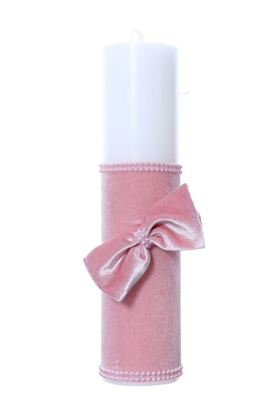 Recostore Lumanare botez catifea roz, 28 cm, REC2159