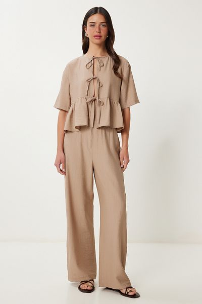 Lovelyİstanbul Blouse Trousers Suit with Binding Detail Vi̇zon Lrv0099