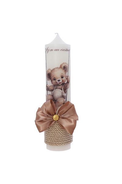 Recostore Lumanare botez cu Ursulet, 30x7 cm, mocha mousse, REC5002/34