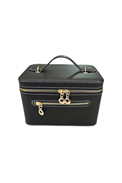 ÖZER KUTU Taşıma Kulplu Deri Aynalı Makyaj,Bakım Ve Seyahat Çantası,kutusu (14x21x14 cm)