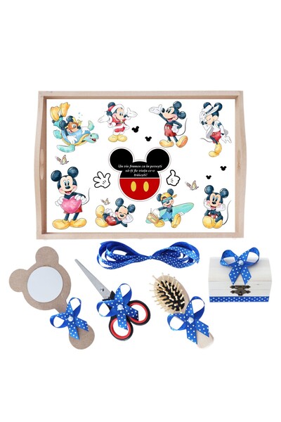 Recostore Tava mot baieti Mickey Mouse, albastru electric, 6 piese, 35x20 cm, REC1967/152