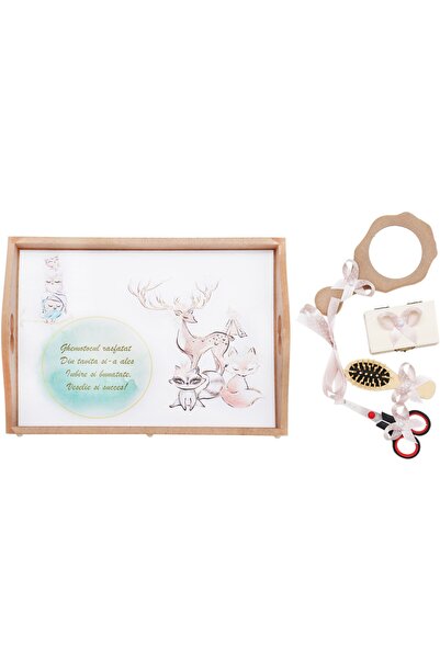 Recostore Tava mot fete, bufnite, vulpita si cerb, 6 piese, roz pudrat, REC1967/74