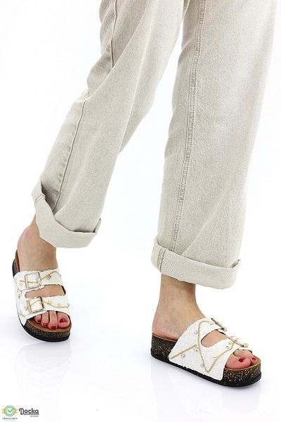 DOCKA Women's Soft Anatomical Sole Stone Detailed Slippers Fl5Y/T8042
