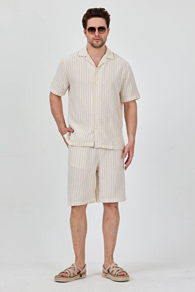 Cosplay Shirt Shorts Men's Two-Piece Suit Thin Linen Look