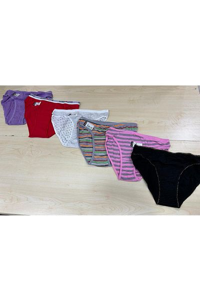 Tutku Cotton 12 Pieces Mixed Pattern and Color Bikini Panties Standard Size