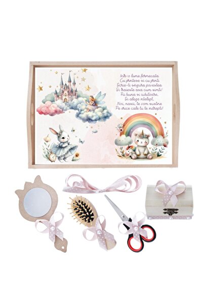 Recostore Set tava taiere mot/ turta, Unicorn, roz pudrat, 6 piese, 35x20 cm,...