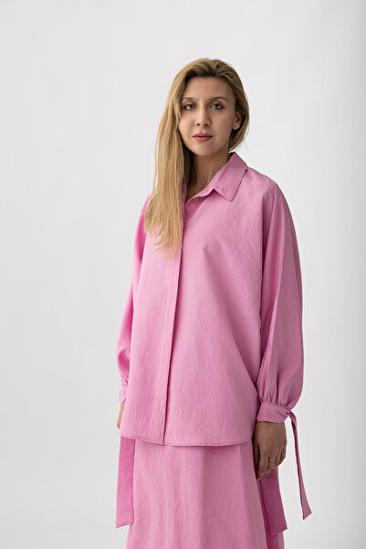 Suede Style 9179 - Set de fustă și cămașă pentru femei, cu detaliu de mânecă ...