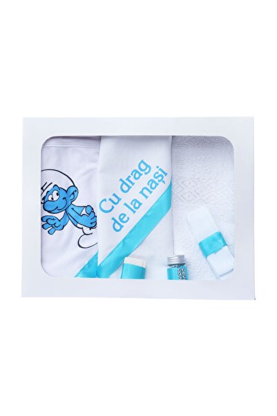 Recostore Trusou cu strumfi botez, 6 piese, turcoaz, REC2226