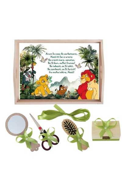 Recostore Tava mot baieti Regele Leu, verde olive, 6 piese, 35x20 cm, REC1967/252