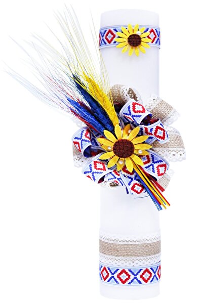 Recostore Lumanare traditionala botez, motive traditionale, 40x7 cm, REC158