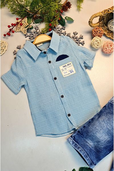 CemBebe Boy's Holiday Jeans Linenshorts Lagos Suit with Lake