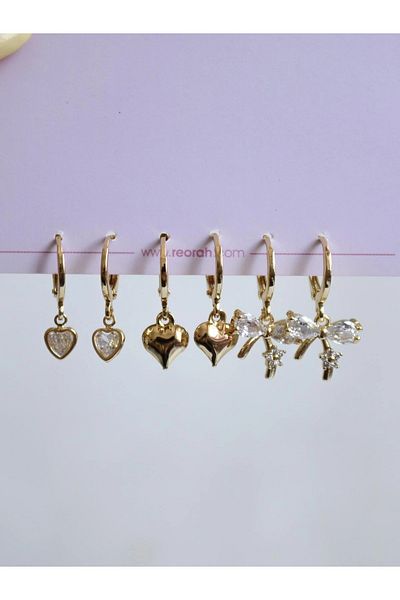 Reorah Collection White Bow Shine Earring Set