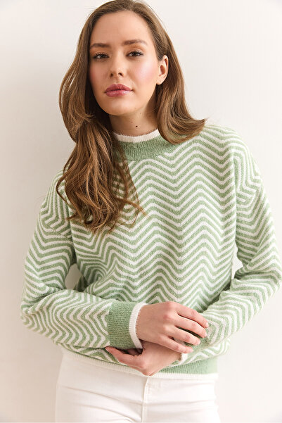 Olalook Water Green Soft Textured Sweater - Kzk- 19000678