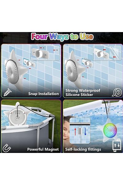 DELPI Lampa LED Piscina StarFish, Subacvatica, Multicolora, Multiple moduri de iluminare, Telecomanda si A