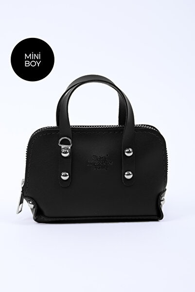 SHAKA Μαύρο Shk224 από συνθετικό δέρμα, μίνι μέγεθος, με φερμουάρ, μονόχωρο, με αλυσίδα. Τσάντα χειρός και ώμου