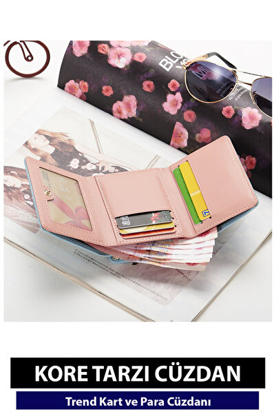 Nehir Yeni Stil Bozuk Para Keseli Kore Stil Mini Katlanır Kart Yuvalı Anneler ve Sevgililer Günü Cüzdan