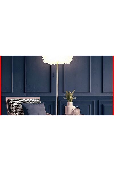 qwell Modern Floor Lamp - Long Golden Feather Design