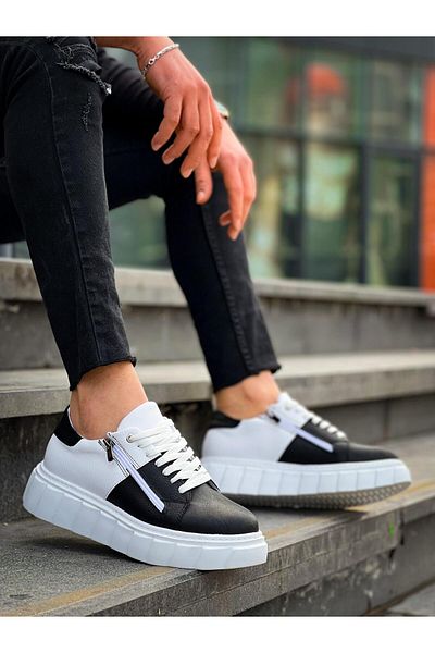 Arda Men's Shoeskb-X155 Kuback Black Skin White Skin Detailed White High Sole Casual Sports Shoes