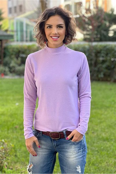 Nevin Kaya Moda Lilac Half Turtleneck Blouse