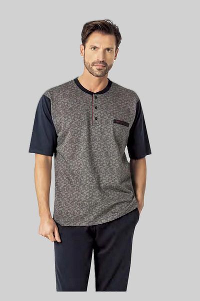 Pierre Cardin Men's Dowry Boxed 100% Cotton Jacquard 3 Piece Short Sleeve Pajama Suit