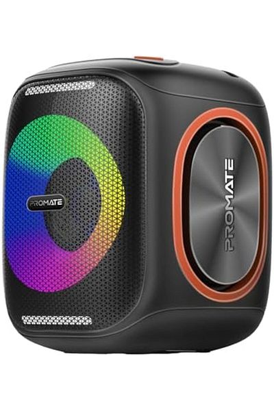 Promate True Wireless Speaker 40W, Stereo Sound HD with Dynamic RGB Light, 4 Audio Modes, 6000mAh ba