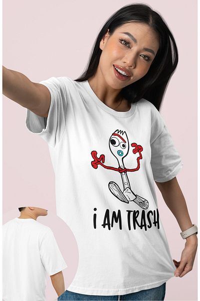 Fuddy Moda Μπλουζάκι Unisex I'm Trash Printed T-shirt, Oversize Toy Story Forky με θέμα
