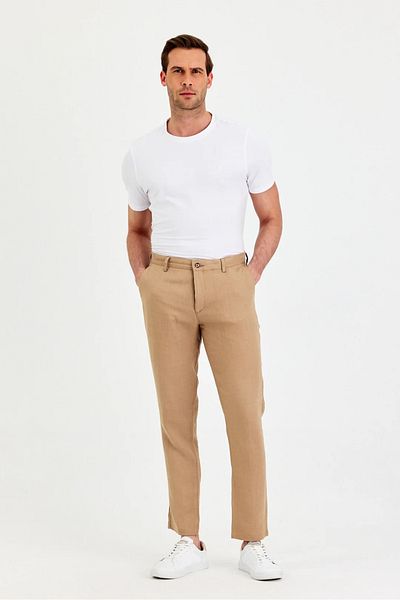 Wellalux Παντελόνι Chino από λινό πλαϊνή τσέπη
