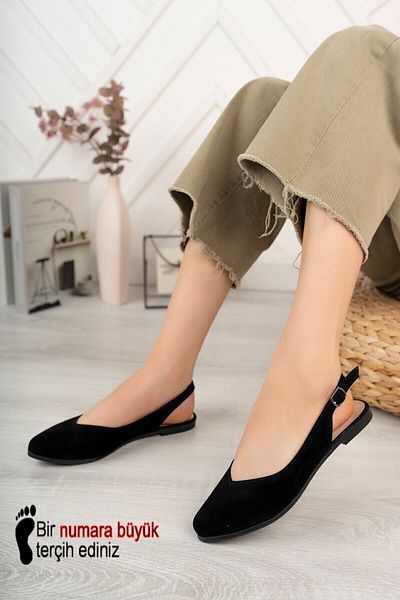Preshley Dámské neformální baleríny Misty Black Suede s otevřenou špičkou