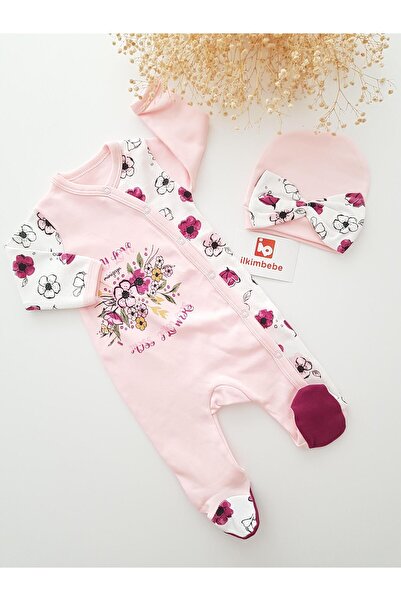 ib ilkimbebe رومبير للأطفال مع قبعة مطبوعة بالزهور