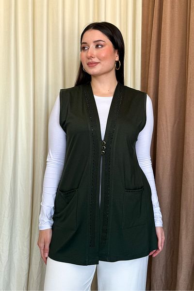 ModaPlaza Vestă scurtă pentru femei de mărime mare 505