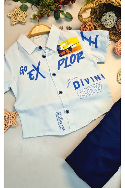 CemBebe Boy's Holiday Jeans Linen Shorts and Shirt Suit