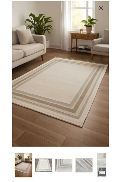 KARAR HALI 4M2 VE 2M2 EBATINDA MODERN KAHVERENGİ VE GRİ DESENLİ ÇERÇEVELİ ŞIK...