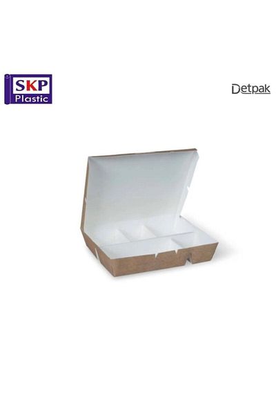 SKP Plastic Kraft Rectangular Food Containers with 5 Compartments (20 Pieces)