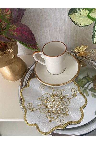 Çt Çeyizci Tekstil Presentation Napkin, Cocktail Napkin, Coffee Side Presentation Holder, Cup Pad 6 Pieces Presentation Napkin
