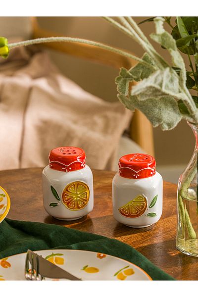 LC Waikiki Colorful Store Lcw Home Mixed Printed Ceramic Salt and Pepper Shakers Set
