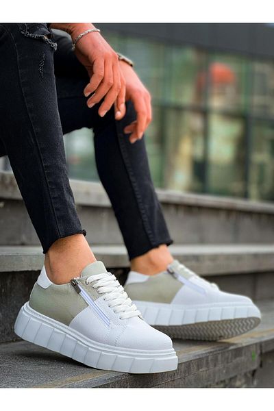 Arda Men's Shoeskb-X155 Kuback White Skin Gray Suede Detailed White High Sole Casual Sports Shoes