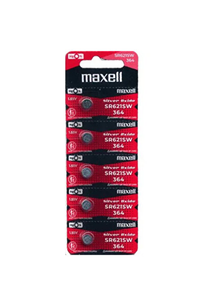 Maxell بطاريات Sr621sw / 364 أكسيد الفضة Hg0% 1.55 فولت يابانية - 5 قطع