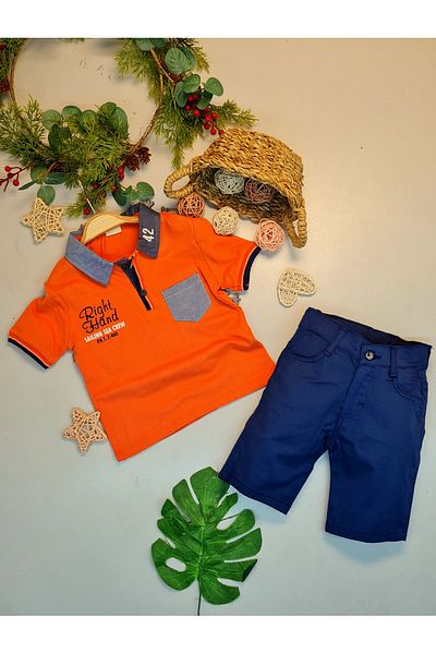 CemBebe Boy's Holiday Jeans Linenshorts Lagos Suit with Lake
