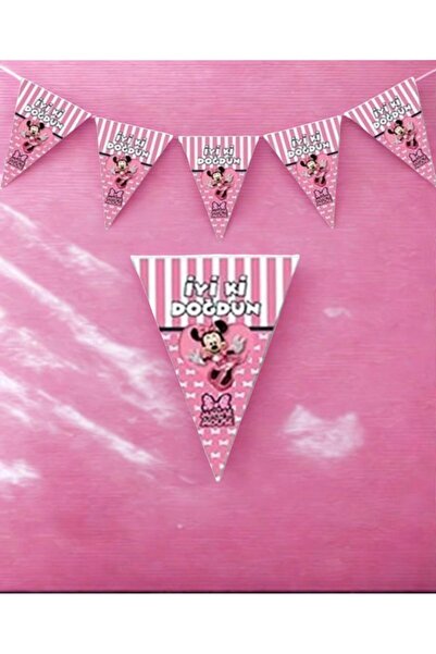 partyrüyası Σημαία γενεθλίων με θέμα τη Μίνι Μάους, 2 μέτρα, 10 σημαίες