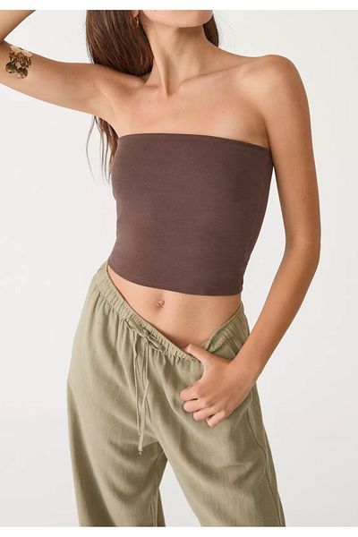 GREY Linen Blend Loose Cut Pocketless Trousers