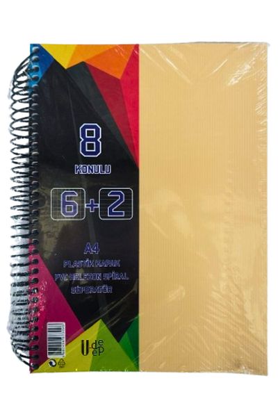Glanart A4 Size 6+2 Bookmarked Notebook Tutoring Notebook (6 Squares 2 Lines) 200 Sheets 8 Sections Udep