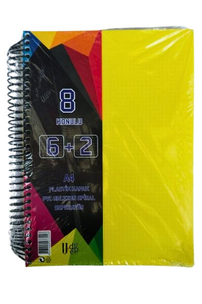Glanart A4 Size 6+2 Bookmarked Notebook Tutoring Notebook (6 Squares 2 Lines) 200 Sheets 8 Sections Udep