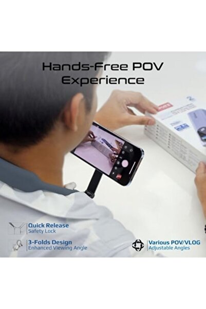 Promate Neck Phone Holder, 360° Flexible Neckband Phone Mount with Hands-Free POV/Vlog & Selfies, M