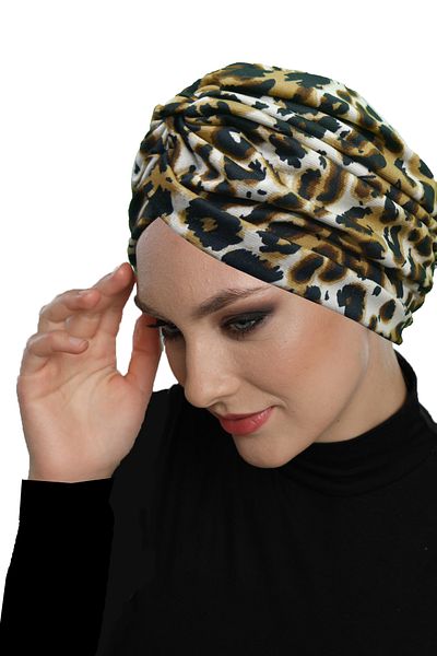 fidan bone قبعة حمام سباحة حجاب عمامة مبطنة ومزخرفة بنقشة سافانا شيك