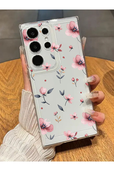 enfein Samsung Galaxy S24 Ultra Uyumlu Desen Tasarımlı Yüksek Kalite Premium Şeffaf Kılıf