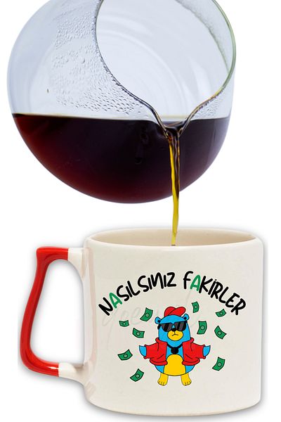 qoeuyl boutique How Are You Poor Printed Fun Gift Modern Ceramic Mug with Colorful Handles